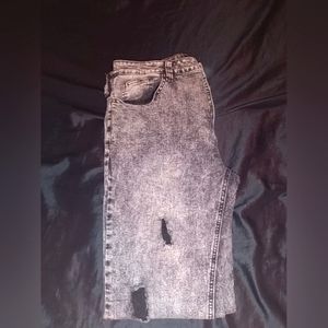 Men's Ripped Black and Grey Jeans